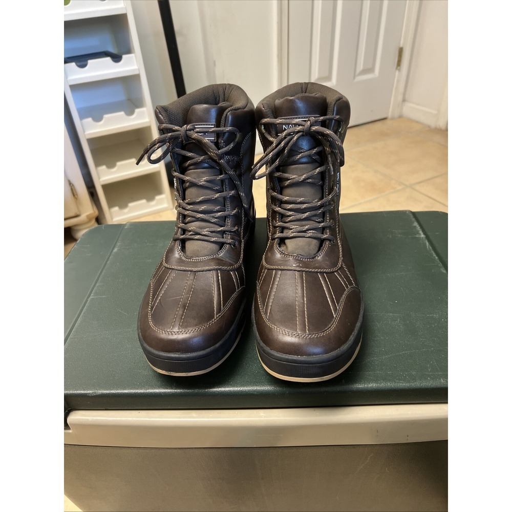 Nautica Mens Lockview Utility Boots US 13 EU 46 Brown Excellent preowned rubber